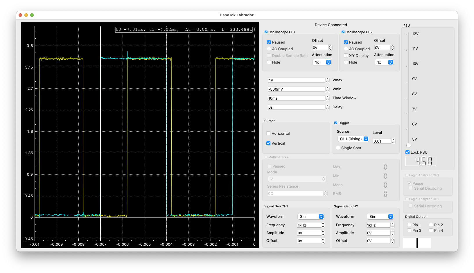 Labrador app showing Blink using Timer at Multiple Frequencies