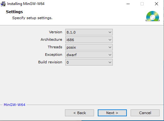 MinGW_Setup defaults