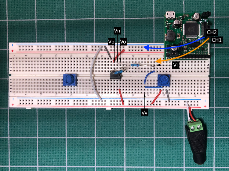 Inverting amplifier with bias breadboard