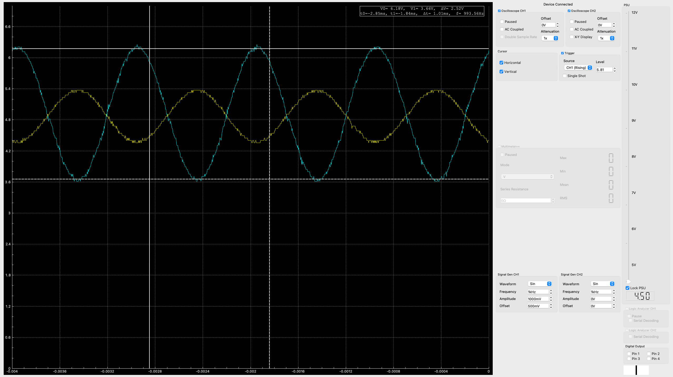 Labrador Application showing Time Domain graph